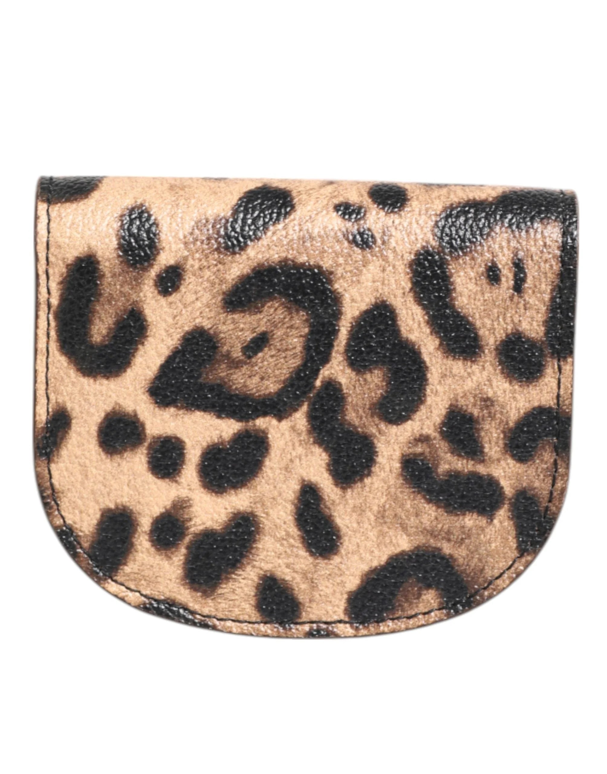 Dolce & Gabbana Brown Leopard Print Calf Leather Small Coin Purse Wallet - Coin Purses