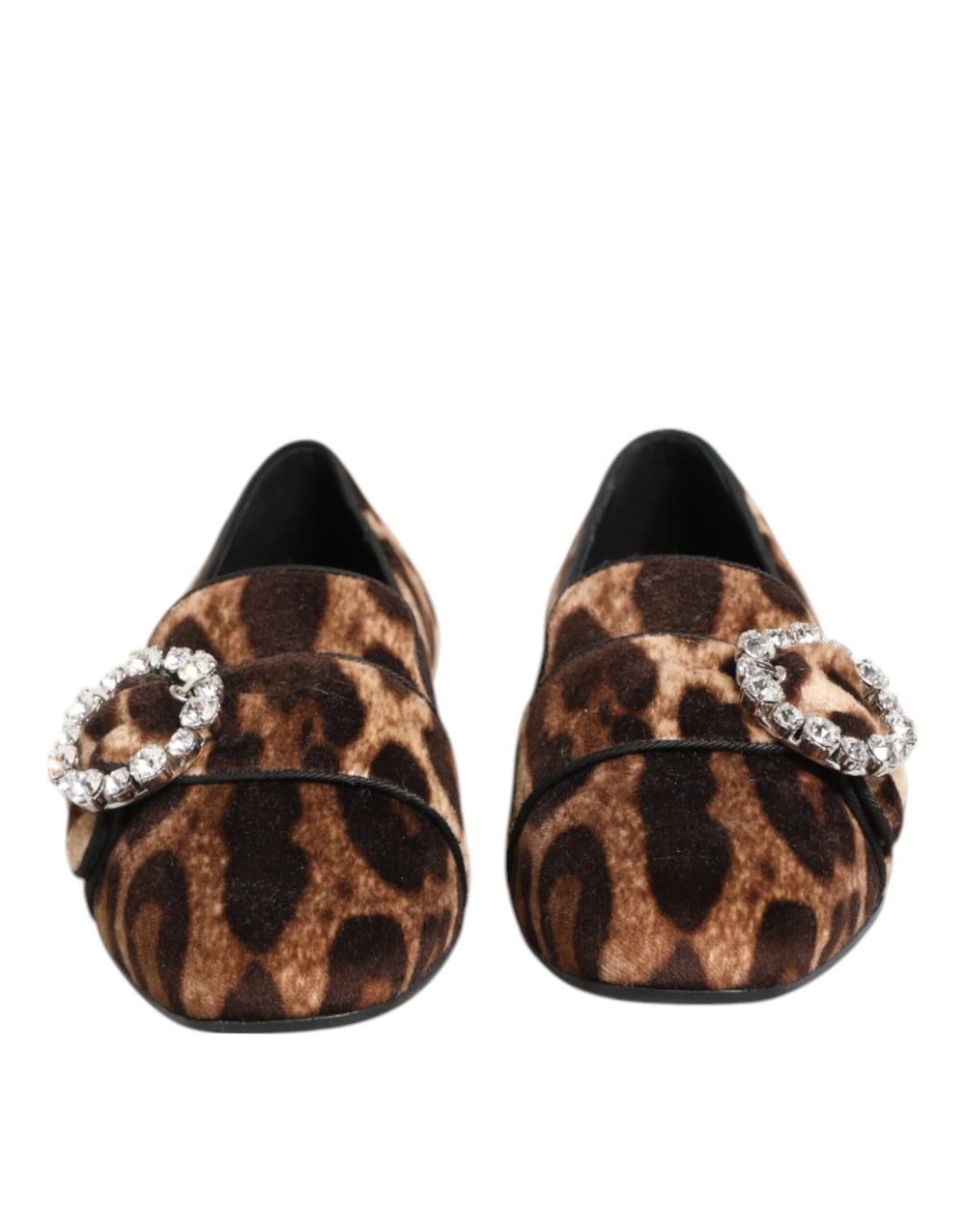 Dolce & Gabbana Brown Leopard Print Crystals Loafers Flats Shoes - EU35/US4.5 - Flats