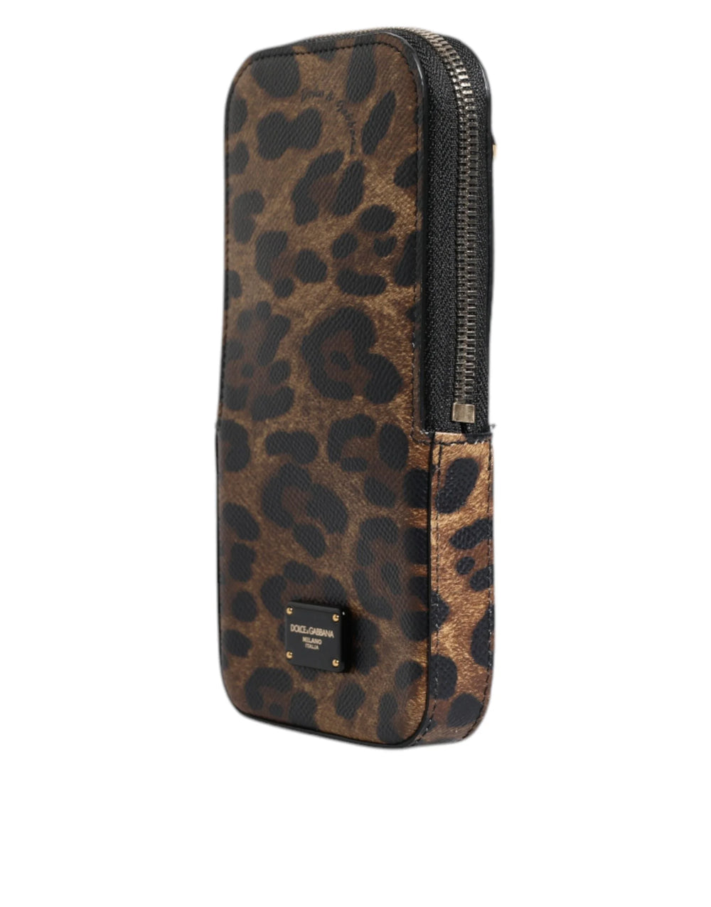 Dolce & Gabbana Brown Leopard Print Dauphine Leather Zip Around Wallet - Wallets