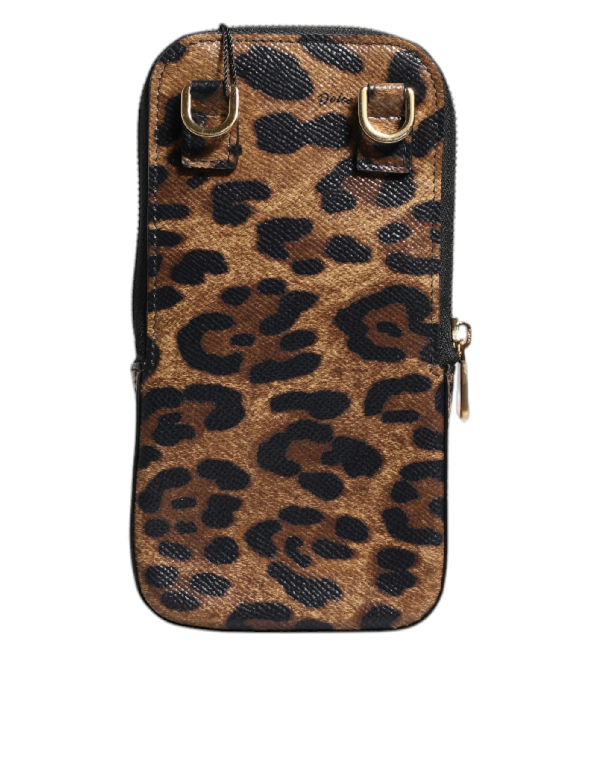 Dolce & Gabbana Brown Leopard Print Dauphine Leather Zip Around Wallet - Wallets