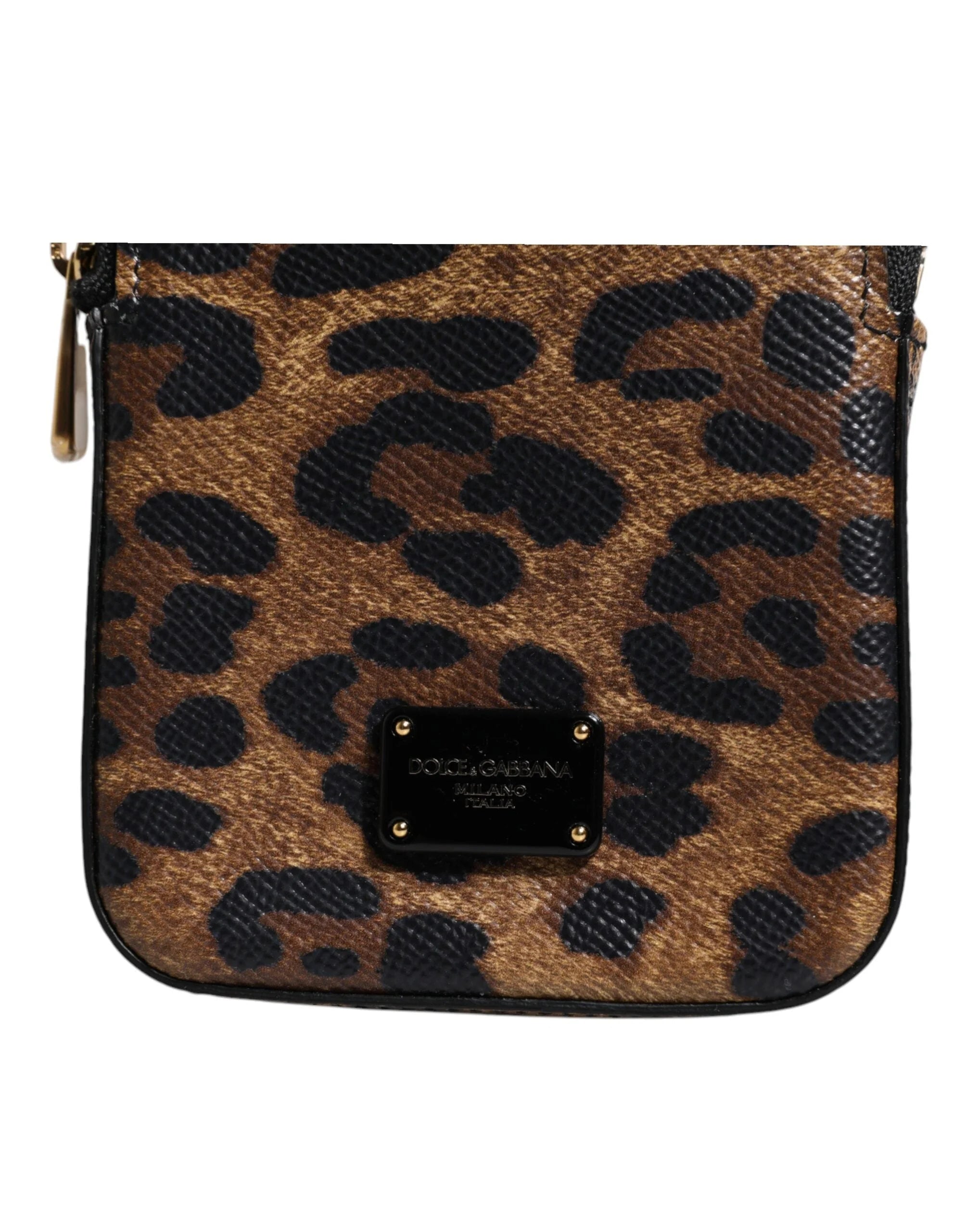 Dolce & Gabbana Brown Leopard Print Dauphine Leather Zip Around Wallet - Wallets