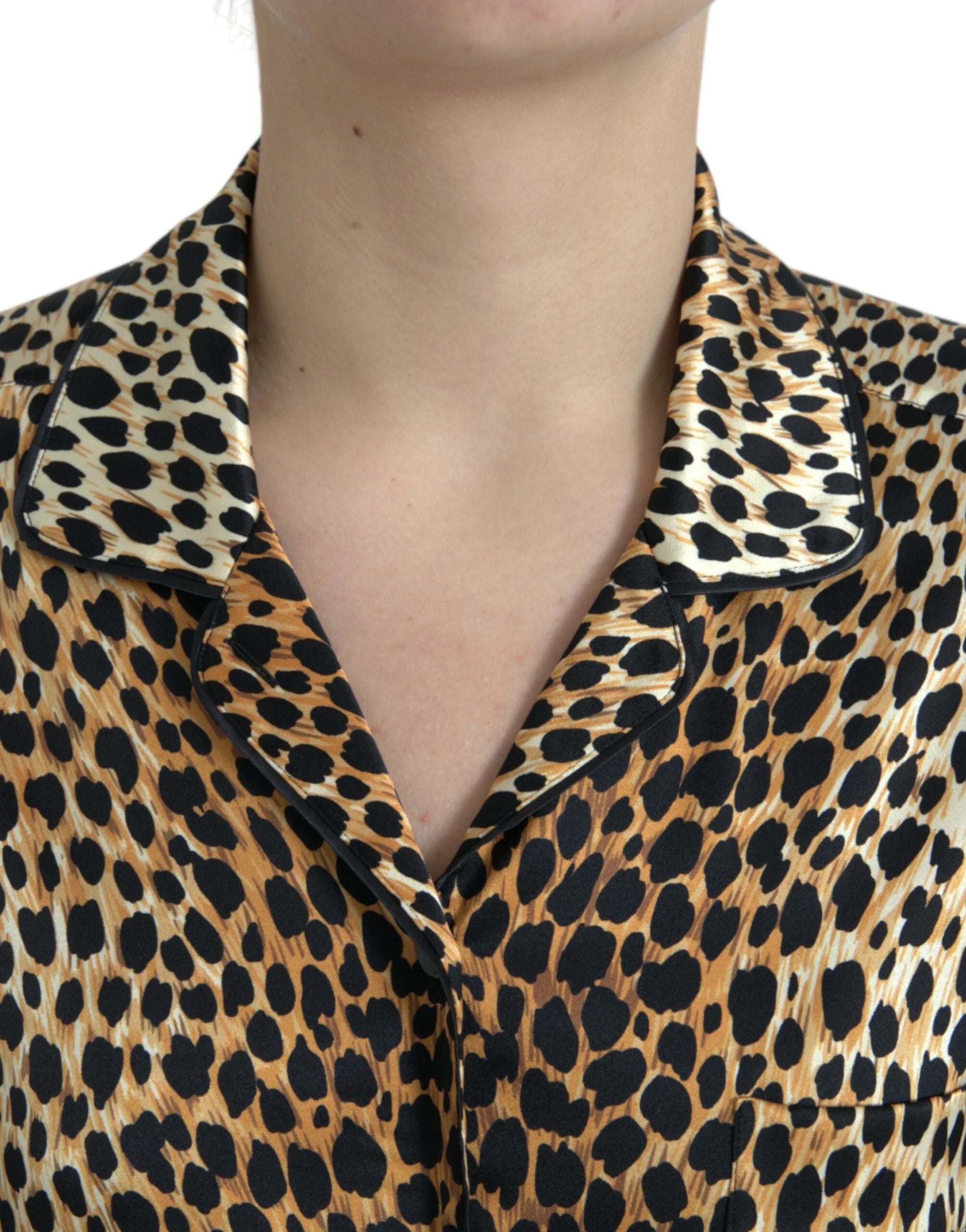 Dolce & Gabbana Brown Leopard Print Long Sleeves Blouse Top - IT40|S - Blouses
