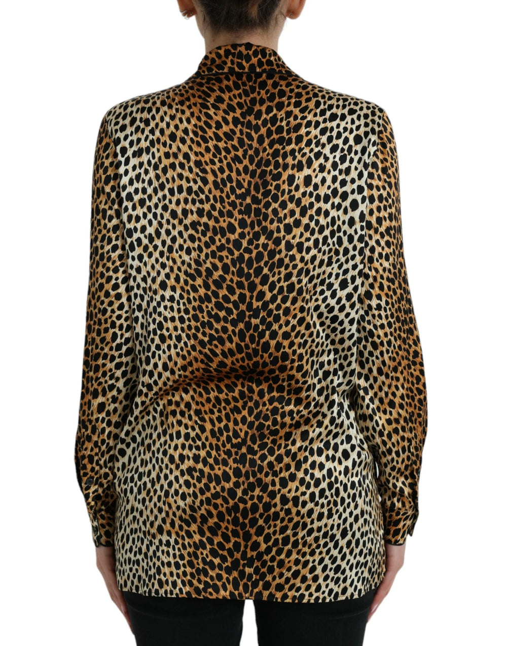 Dolce & Gabbana Brown Leopard Print Long Sleeves Blouse Top - IT40|S - Blouses