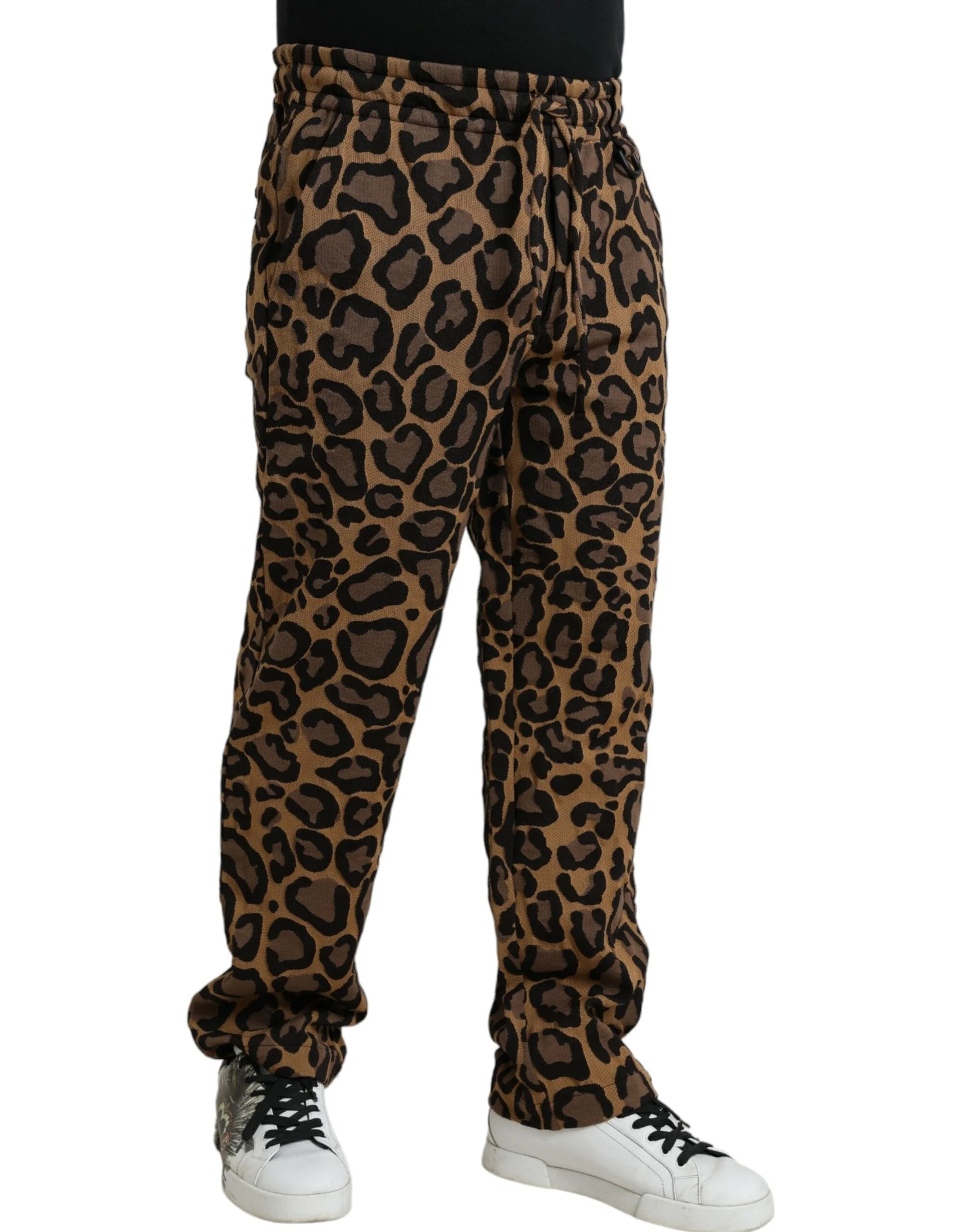 Dolce & Gabbana Brown Leopard Print Polyester Jogger Pants - Joggers