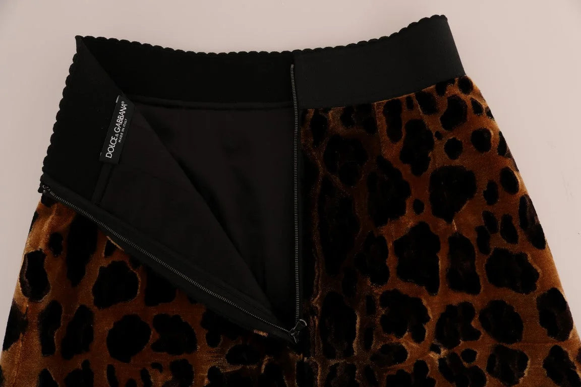 Dolce & Gabbana Brown Leopard Print Silk A-Line Skirt - Skirts