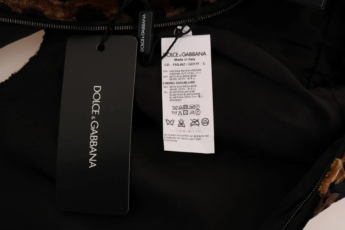 Dolce & Gabbana Brown Leopard Print Silk Sheath Dress - IT38|XS - Dresses