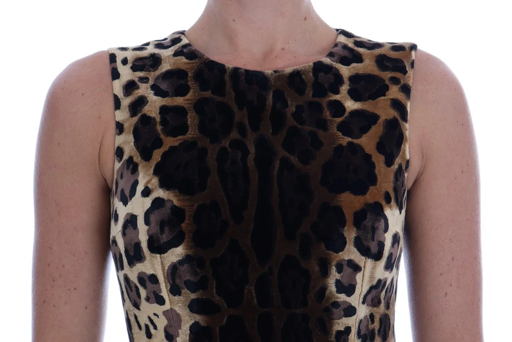 Dolce & Gabbana Brown Leopard Print Silk Sheath Dress - IT38|XS - Dresses