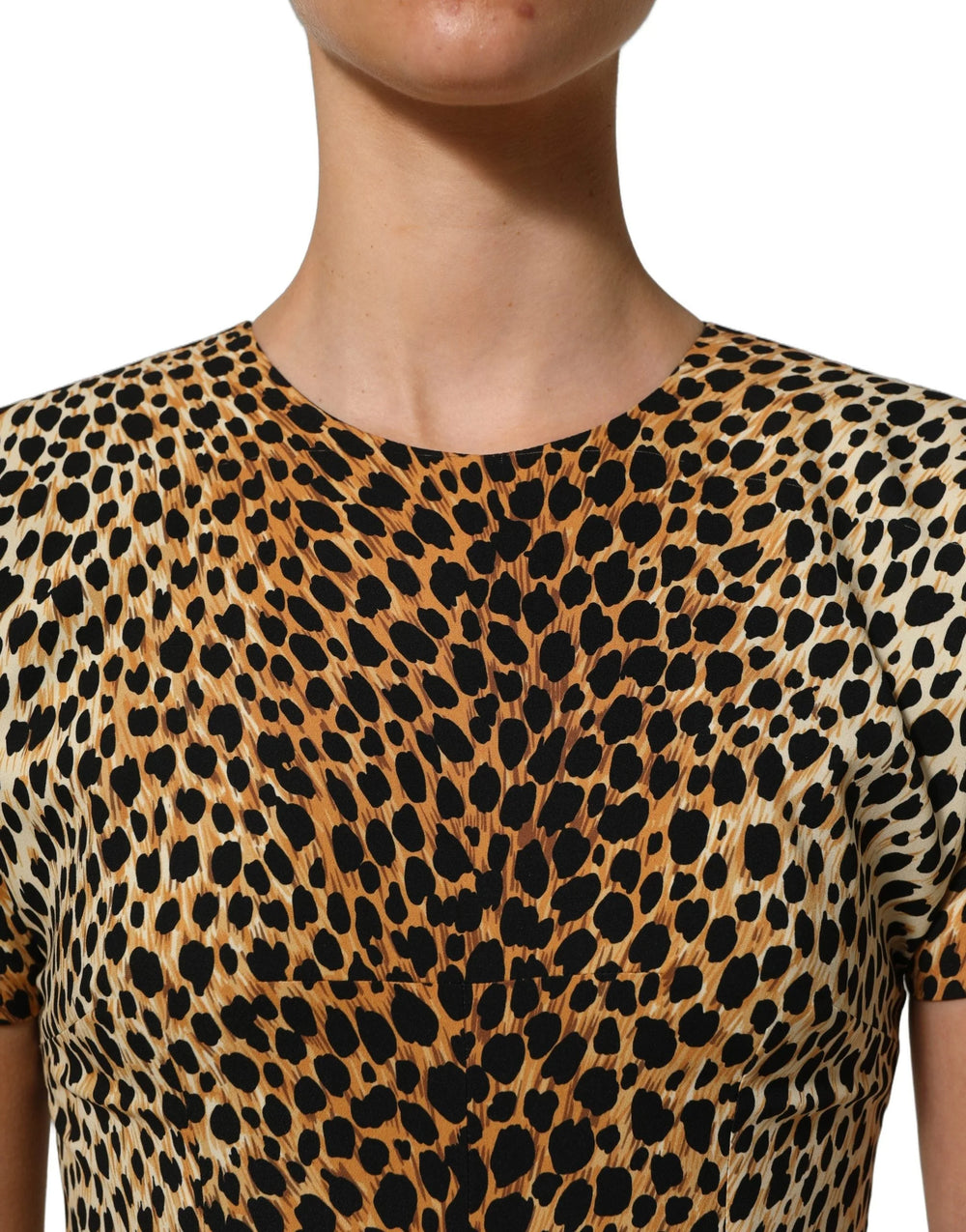 Dolce & Gabbana Brown Leopard Print Silk Sheath Midi Dress - IT38 | XS