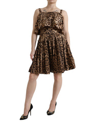 Dolce & Gabbana Brown Leopard Print Sleeveless A-line Dress - IT36 | XS - Dresses