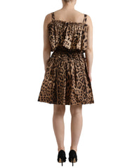 Dolce & Gabbana Brown Leopard Print Sleeveless A-line Dress - IT36 | XS - Dresses