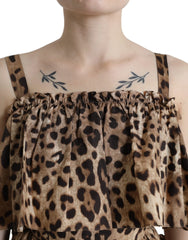 Dolce & Gabbana Brown Leopard Print Sleeveless A-line Dress - IT36 | XS - Dresses