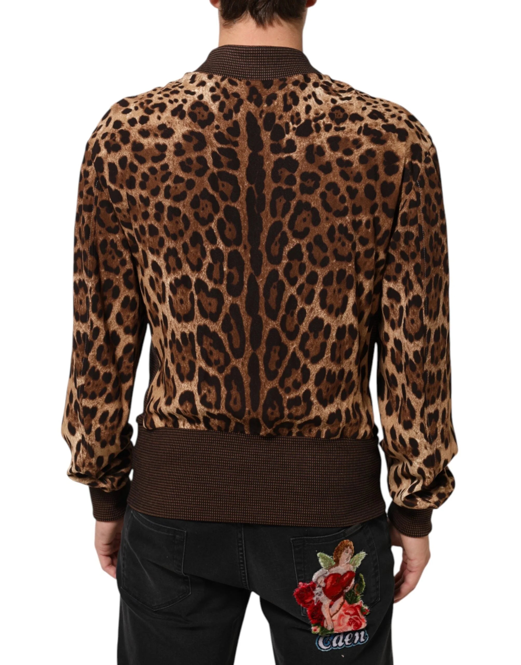 Dolce & Gabbana Brown Leopard Print ’Sneak Peek’ Patch Jacket - IT48 | M - Bomber Jackets