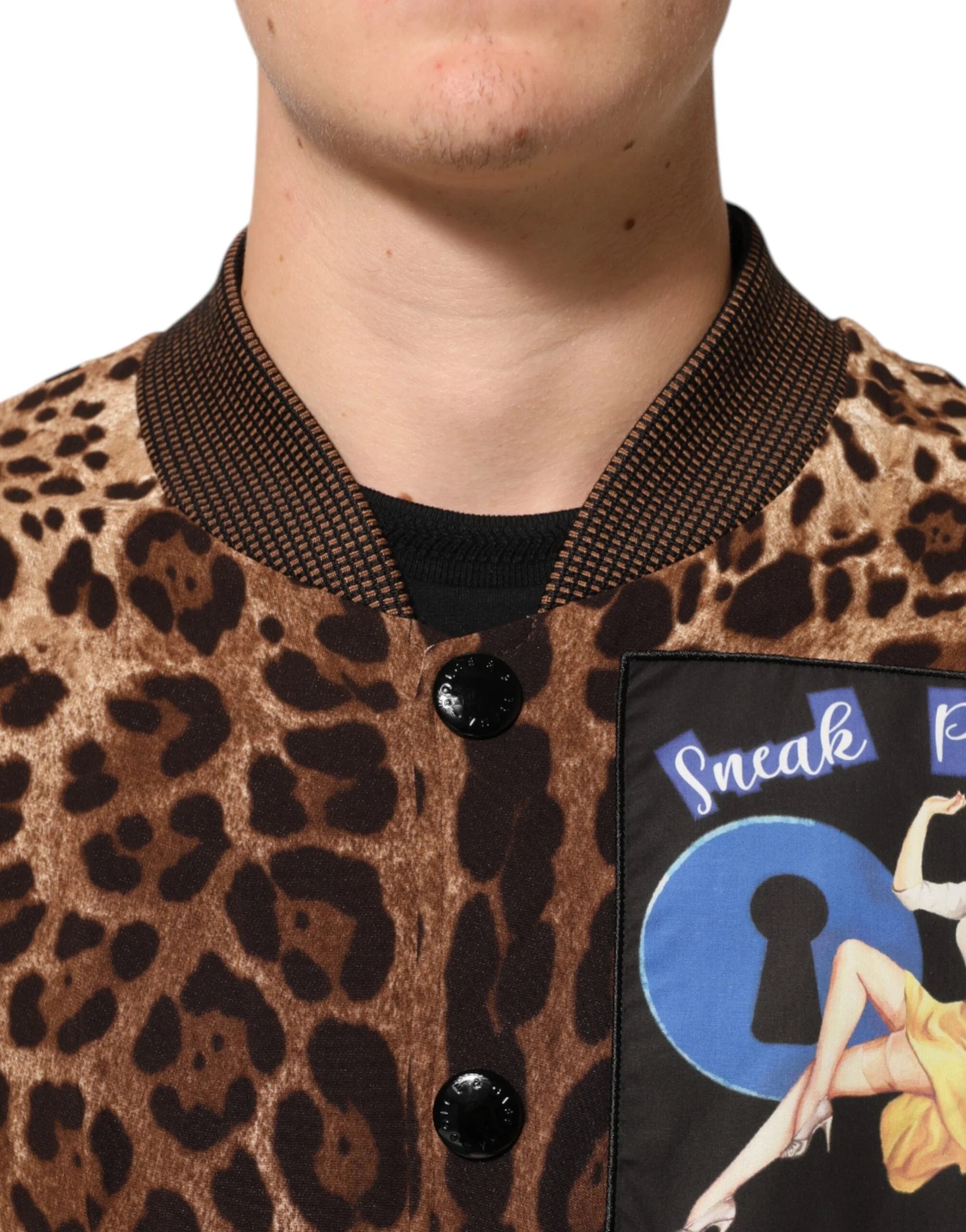 Dolce & Gabbana Brown Leopard Print ’Sneak Peek’ Patch Jacket - IT48 | M - Bomber Jackets