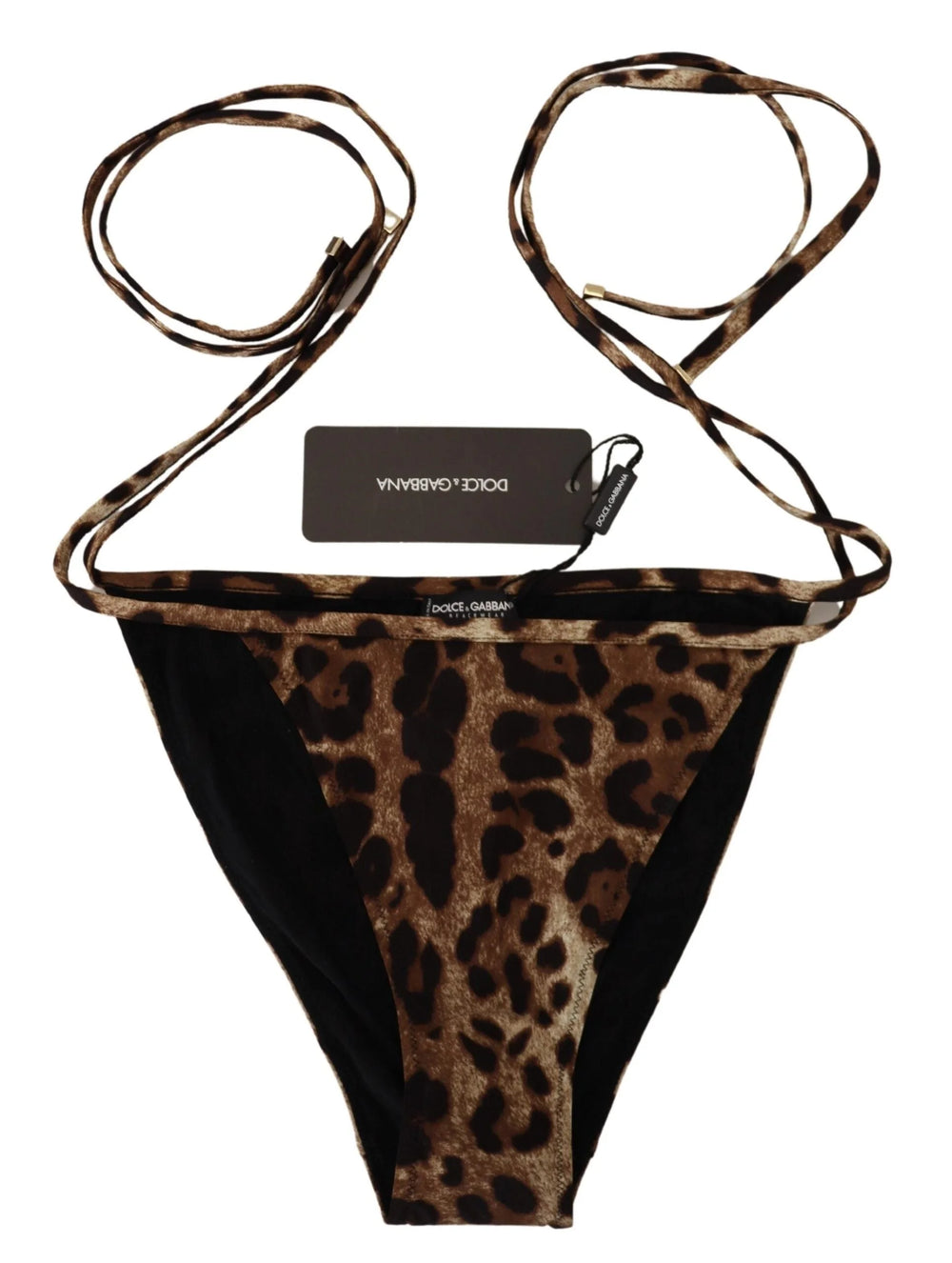 Dolce & Gabbana Brown Leopard Print Swimsuit Swimwear Bikini Bottom - IT4 | L - Classic Bikinis