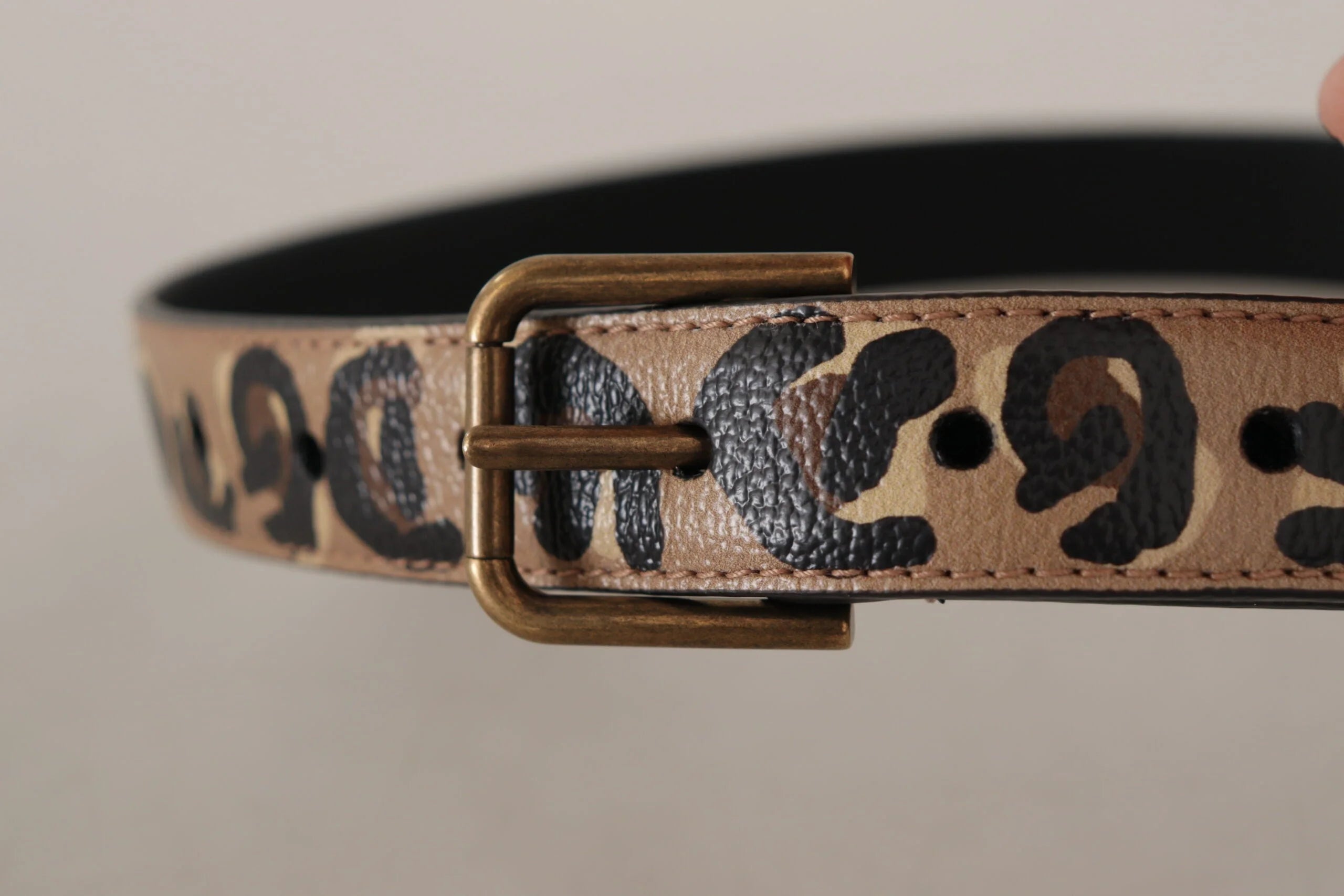 Dolce & Gabbana Brown Leopard Print Vintage Metal Waist Buckle Belt - 65 cm / 26 Inches - Belts