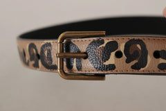Dolce & Gabbana Brown Leopard Print Vintage Metal Waist Buckle Belt - 65 cm / 26 Inches - Belts