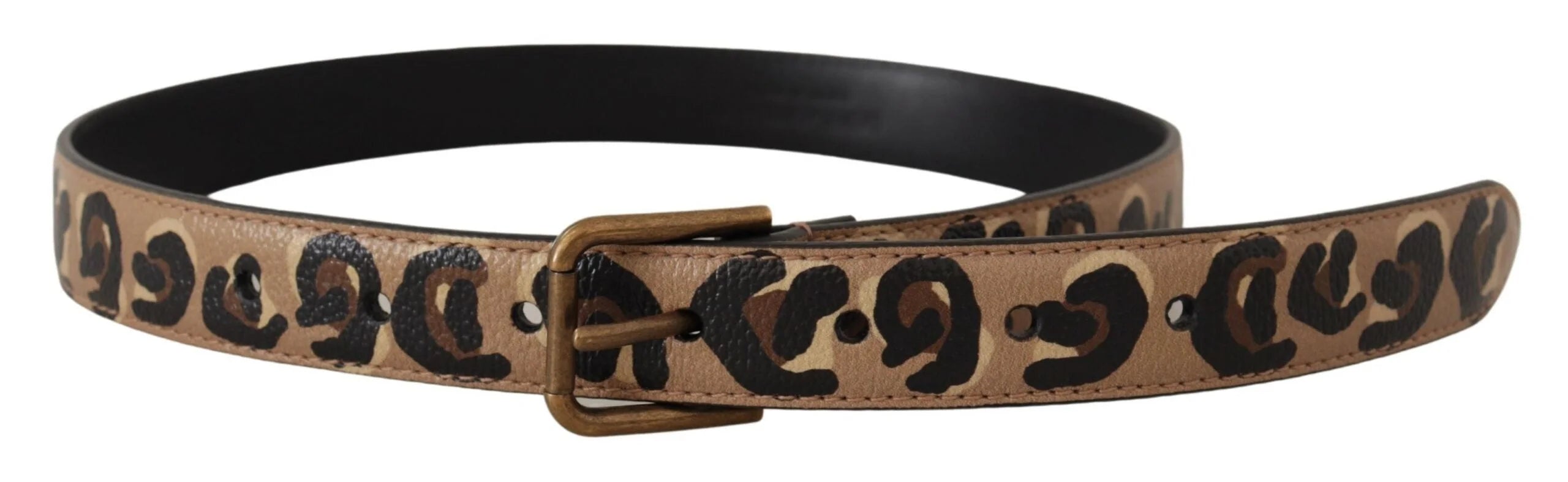 Dolce & Gabbana Brown Leopard Print Vintage Metal Waist Buckle Belt - 65 cm / 26 Inches - Belts