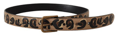 Dolce & Gabbana Brown Leopard Print Vintage Metal Waist Buckle Belt - 65 cm / 26 Inches - Belts