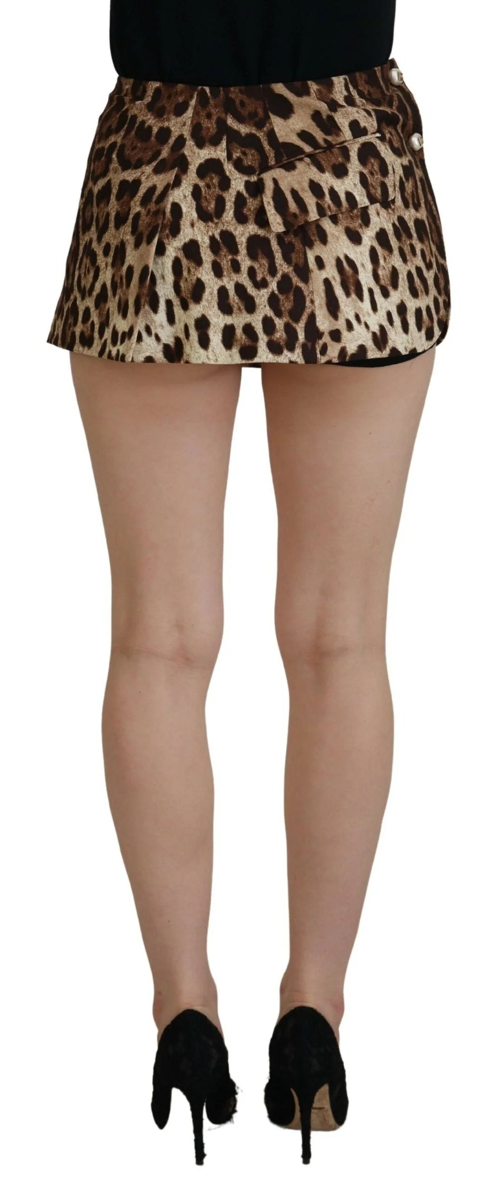 Dolce & Gabbana Brown Leopard Print Wool A-line Mini Skirt - IT40|S - Skirts