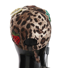 Dolce & Gabbana Brown Leopard Sequin Sicily Applique Baseball Hat - Baseball Caps