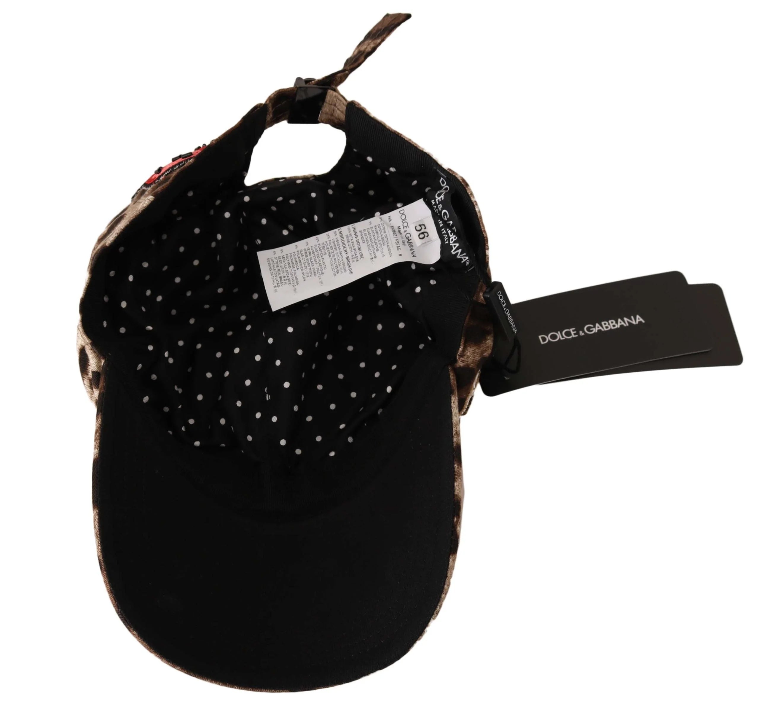 Dolce & Gabbana Brown Leopard Sequin Sicily Applique Baseball Hat - Baseball Caps