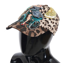 Dolce & Gabbana Brown Leopard Sequin Sicily Applique Baseball Hat - Baseball Caps
