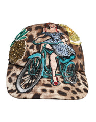 Dolce & Gabbana Brown Leopard Sequin Sicily Baseball Cap - 57 cm|S