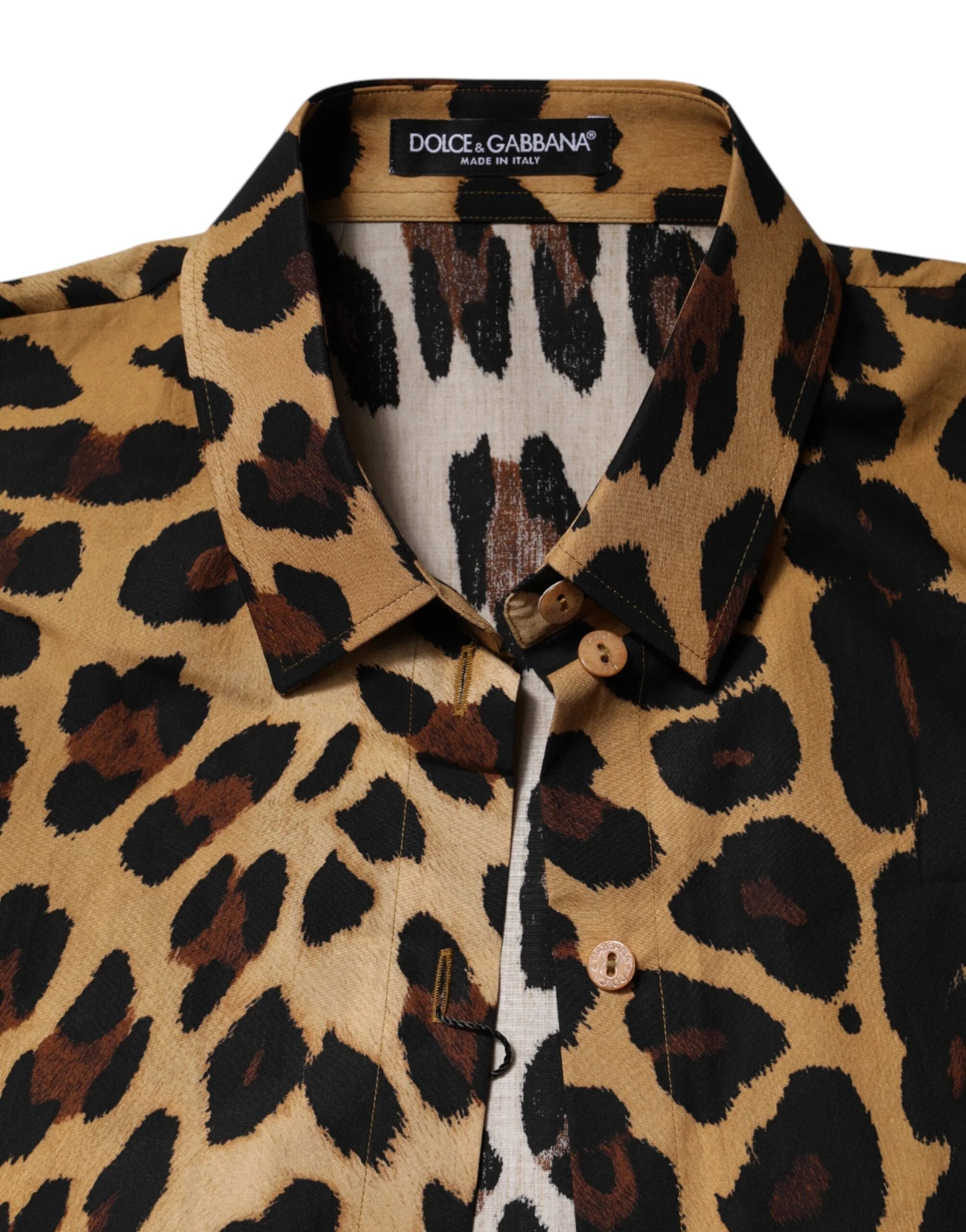 Dolce & Gabbana Brown Leopard Short Sleeve Collared Polo Top - IT44 | L - Polos