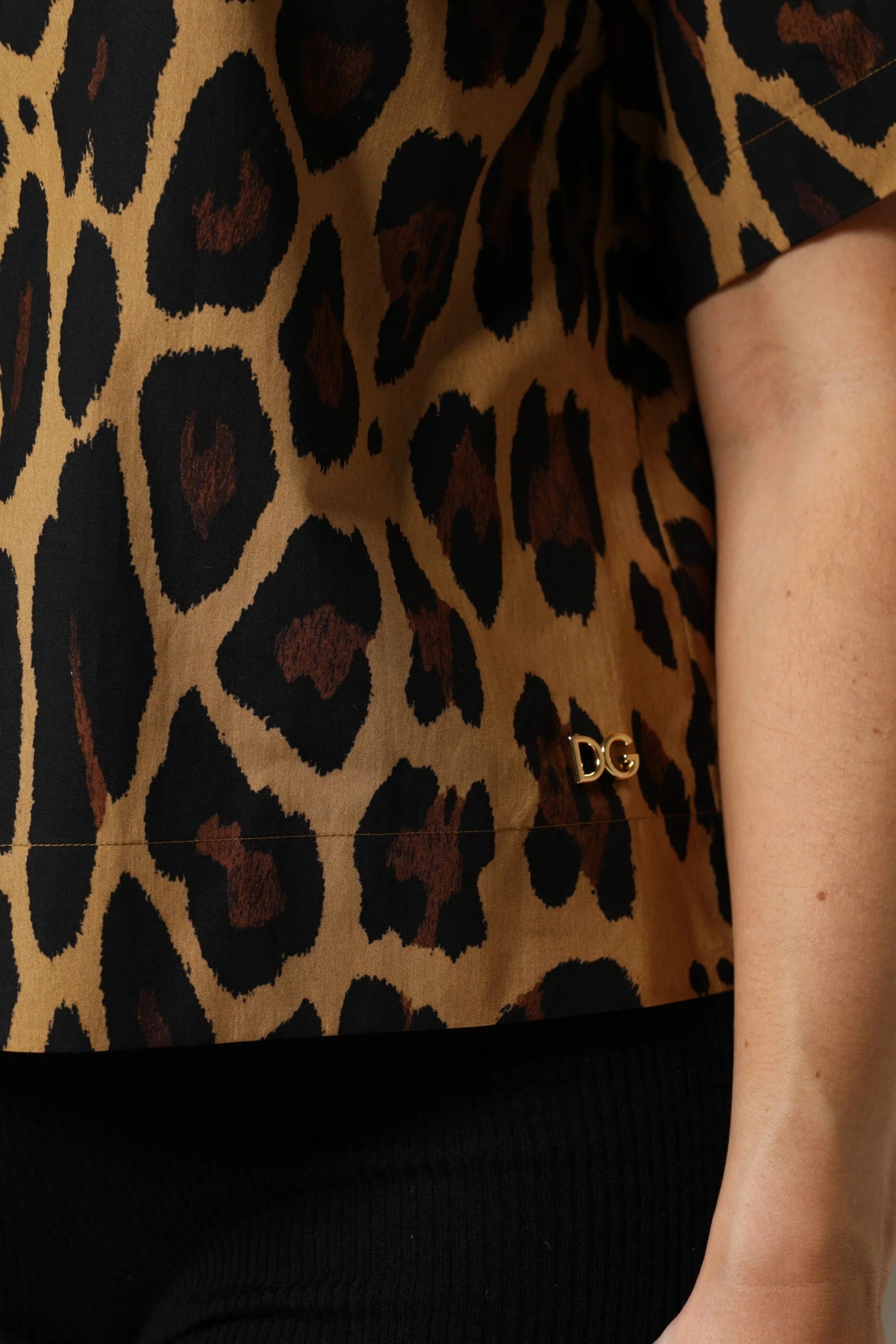 Dolce & Gabbana Brown Leopard Short Sleeve Collared Polo Top - IT44 | L - Polos