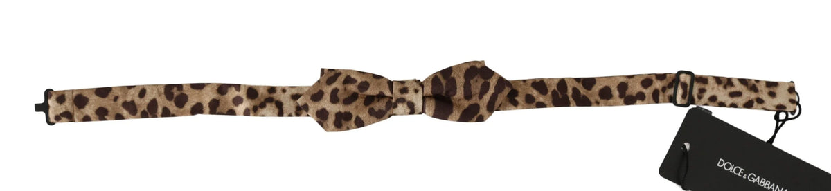 Dolce & Gabbana Brown Leopard Silk Adjustable Neck Papillon Men Bow Tie - Neckties
