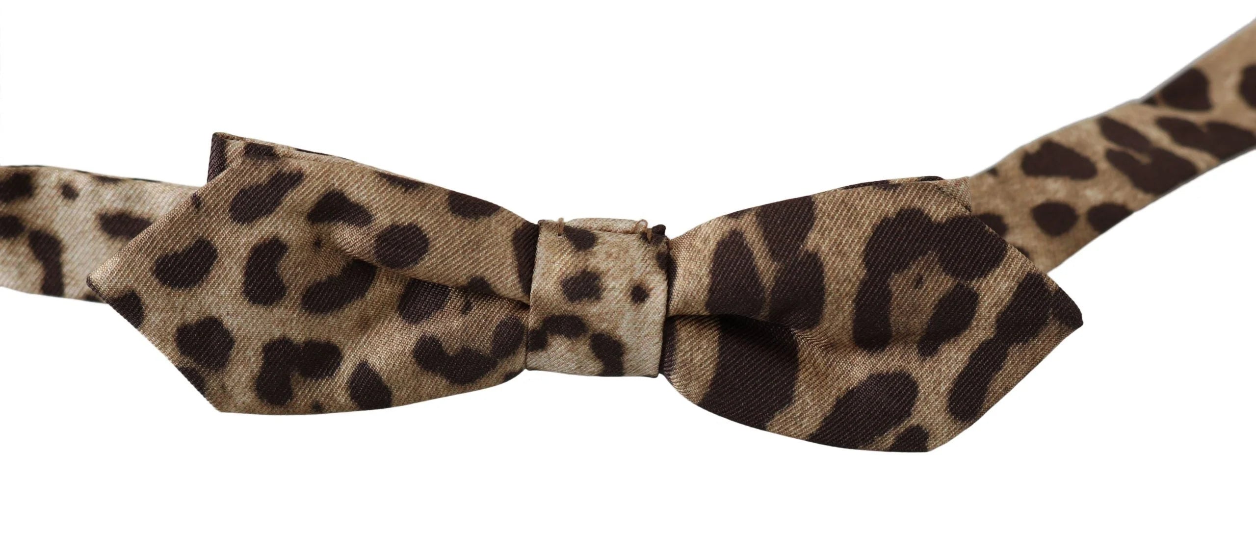 Dolce & Gabbana Brown Leopard Silk Adjustable Neck Papillon Men Bow Tie - Neckties