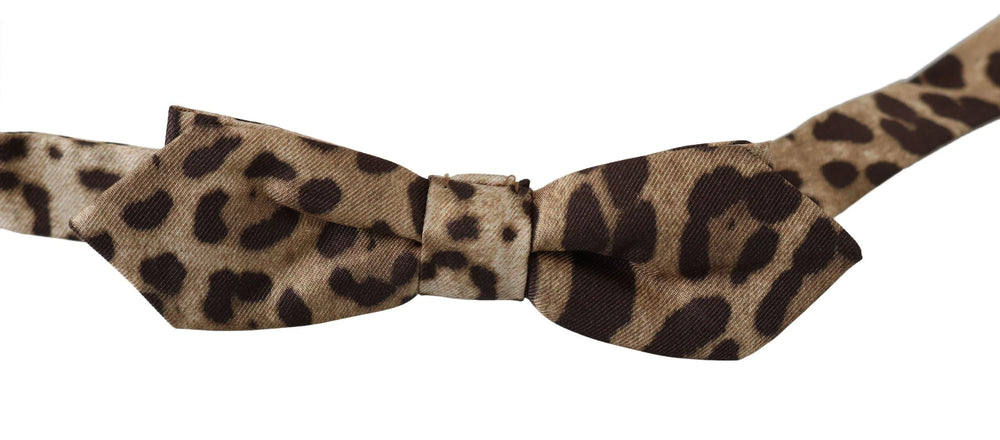 Dolce & Gabbana Brown Leopard Silk Adjustable Neck Papillon Men Bow Tie - Neckties