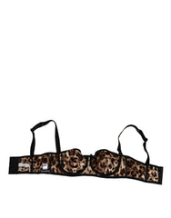 Dolce & Gabbana Brown Leopard Silk Balconnet Bra Underwear - IT3 | M - Bras