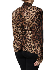 Dolce & Gabbana Brown Leopard Silk Button Down Coat Jacket - Coats & Jackets