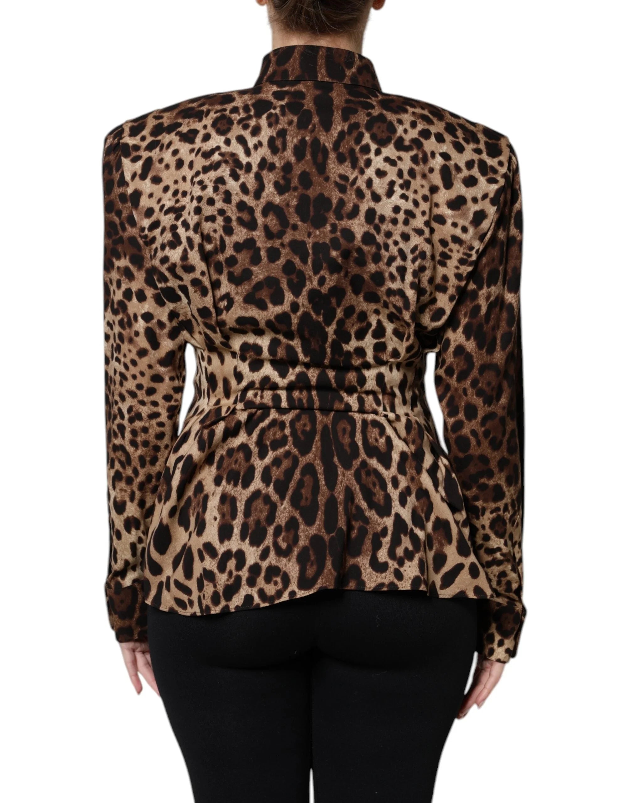 Dolce & Gabbana Brown Leopard Silk Button Down Coat Jacket - Coats & Jackets