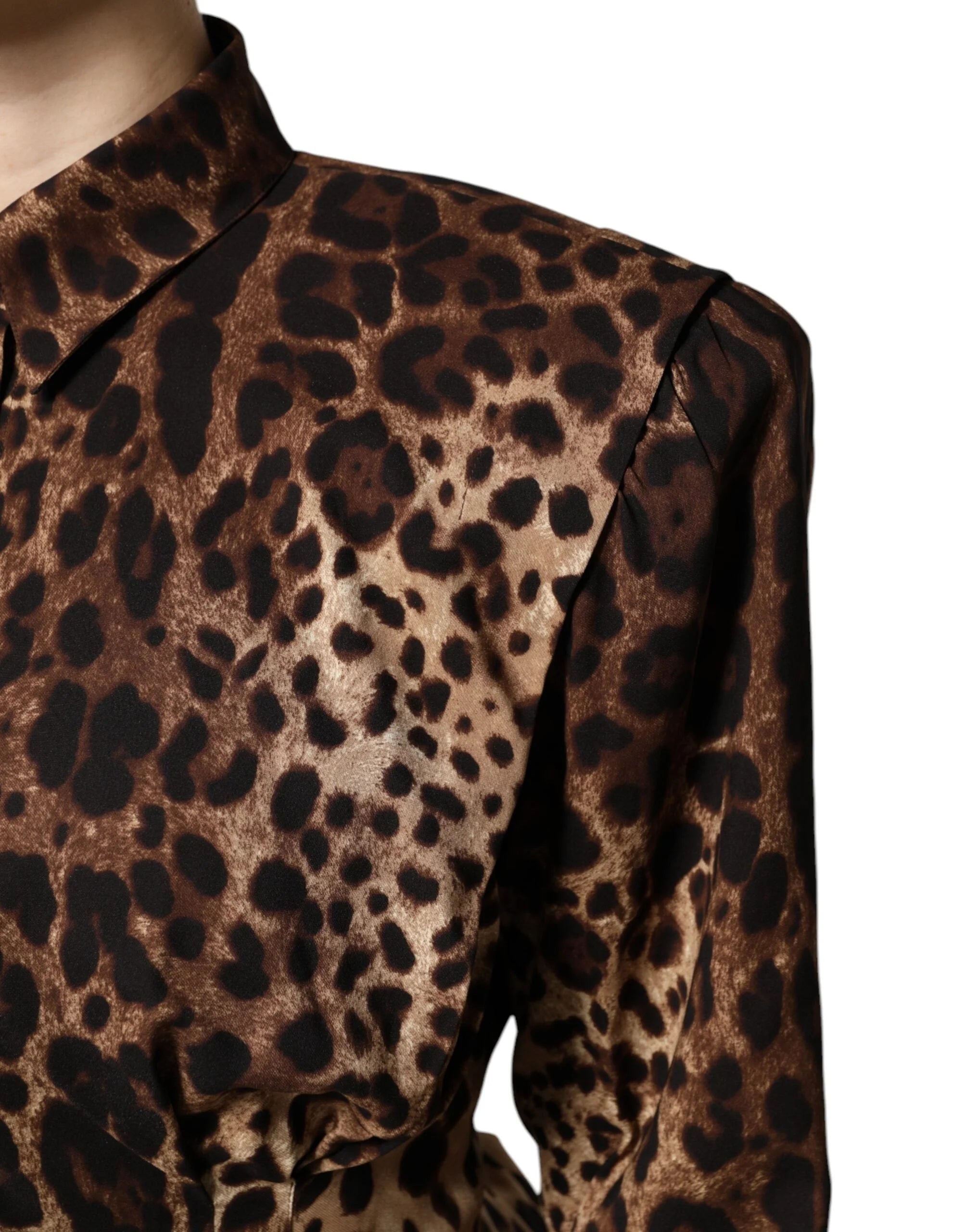 Dolce & Gabbana Brown Leopard Silk Button Down Coat Jacket - Coats & Jackets
