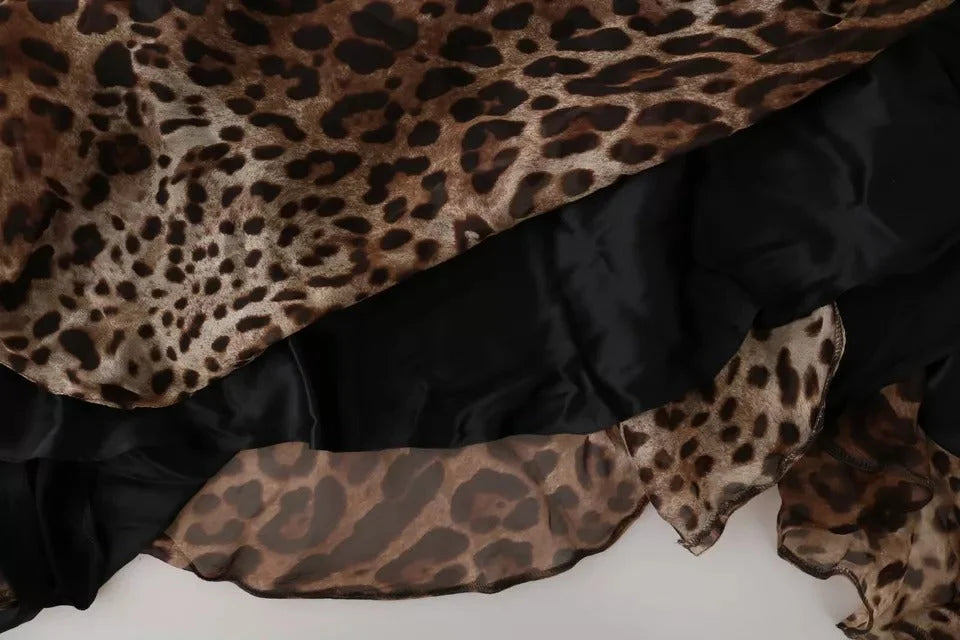 Dolce & Gabbana Brown Leopard Silk Chiffon Ruched Mermaid Maxi Dress - IT42|M - Dresses