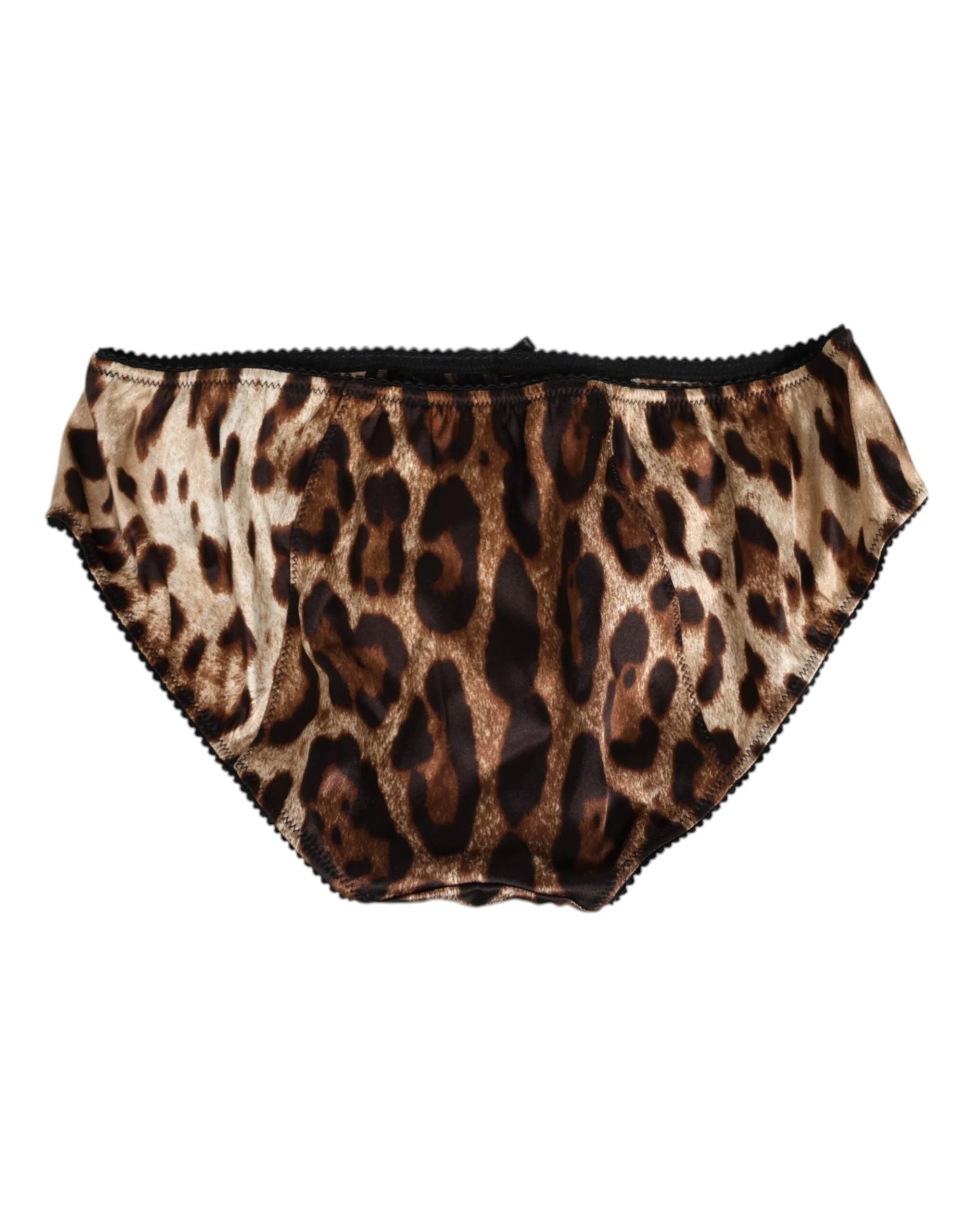 Dolce & Gabbana Brown Leopard Silk Mid Waist Panty Underwear - Briefs