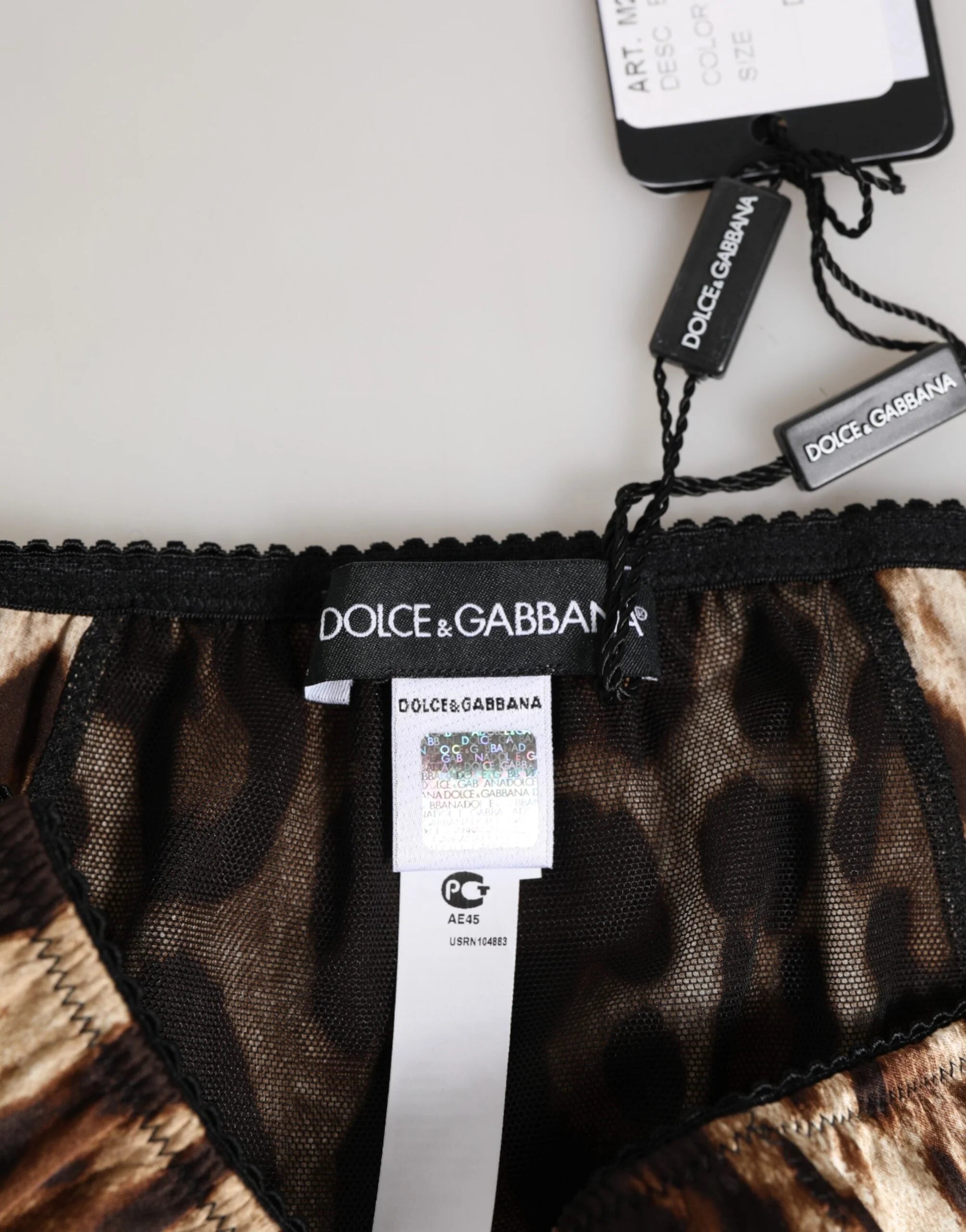 Dolce & Gabbana Brown Leopard Silk Mid Waist Panty Underwear - Briefs