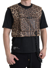 Dolce & Gabbana Brown Leopard Silk Sleeveless Sportswear - Vests