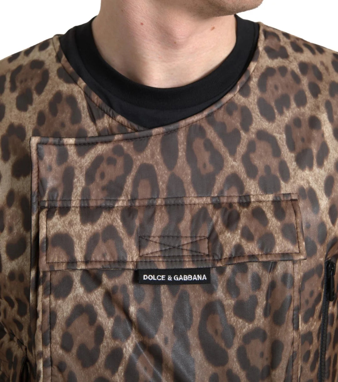 Dolce & Gabbana Brown Leopard Silk Sleeveless Sportswear - Vests