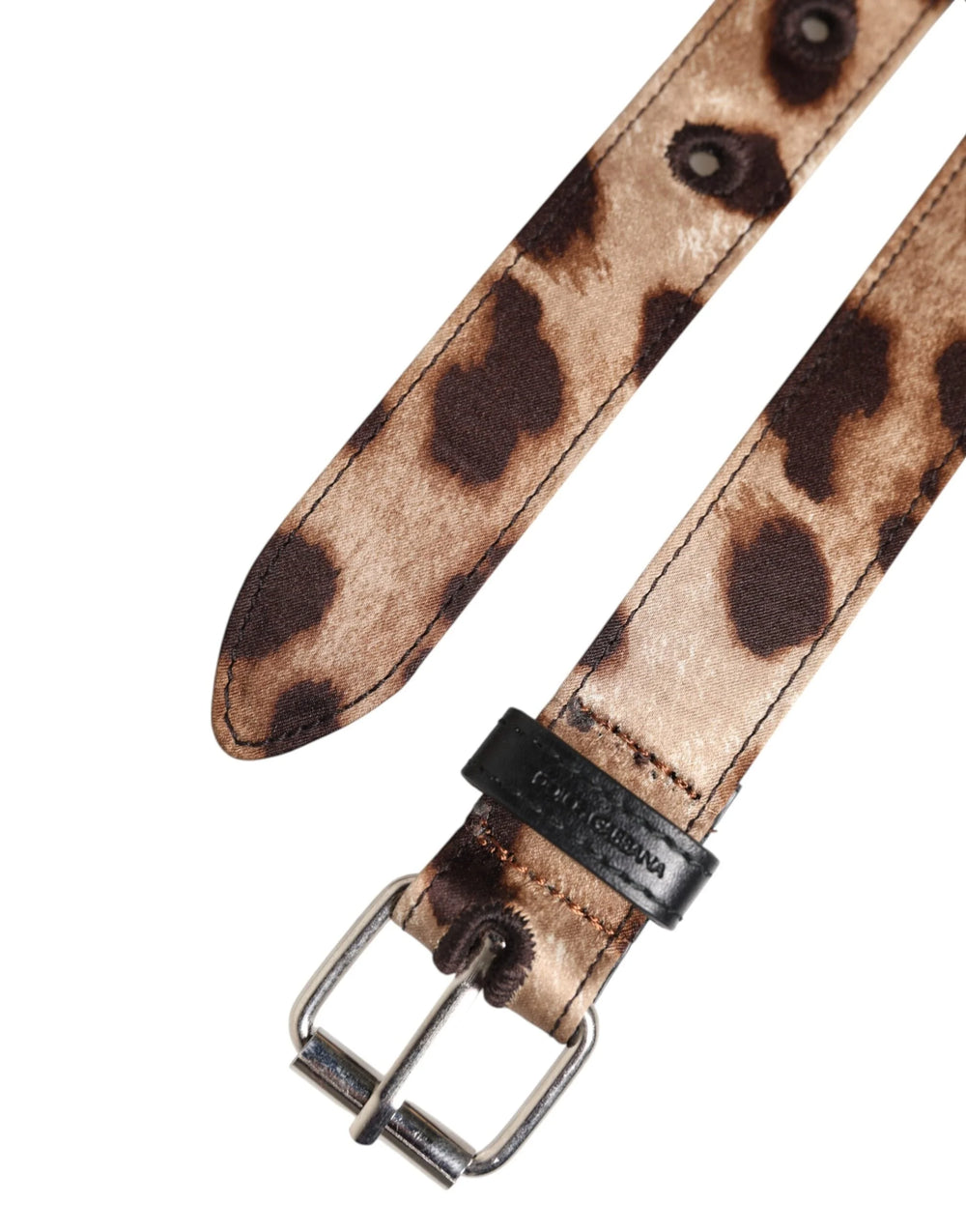 Dolce & Gabbana Brown Leopard Silver Metal Buckle Belt - 85 cm / 34 Inches - Belts
