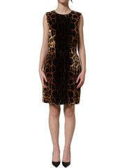 Dolce & Gabbana Brown Leopard Sleeveless Sheath Mini Dress - IT38 | XS