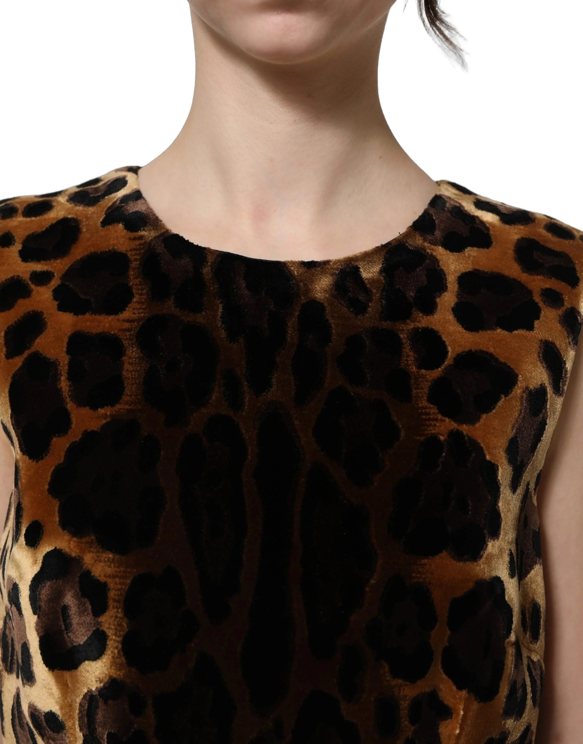 Dolce & Gabbana Brown Leopard Sleeveless Sheath Mini Dress - IT38 | XS