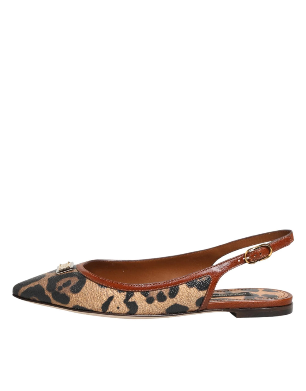 Dolce & Gabbana Brown Leopard Slingback Flats Sandals Shoes - EU35/US4.5