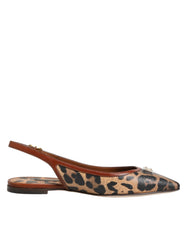 Dolce & Gabbana Brown Leopard Slingback Flats Sandals Shoes - EU35/US4.5
