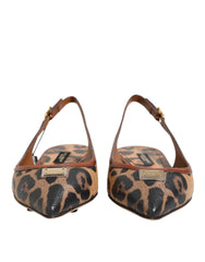 Dolce & Gabbana Brown Leopard Slingback Flats Sandals Shoes - EU35/US4.5
