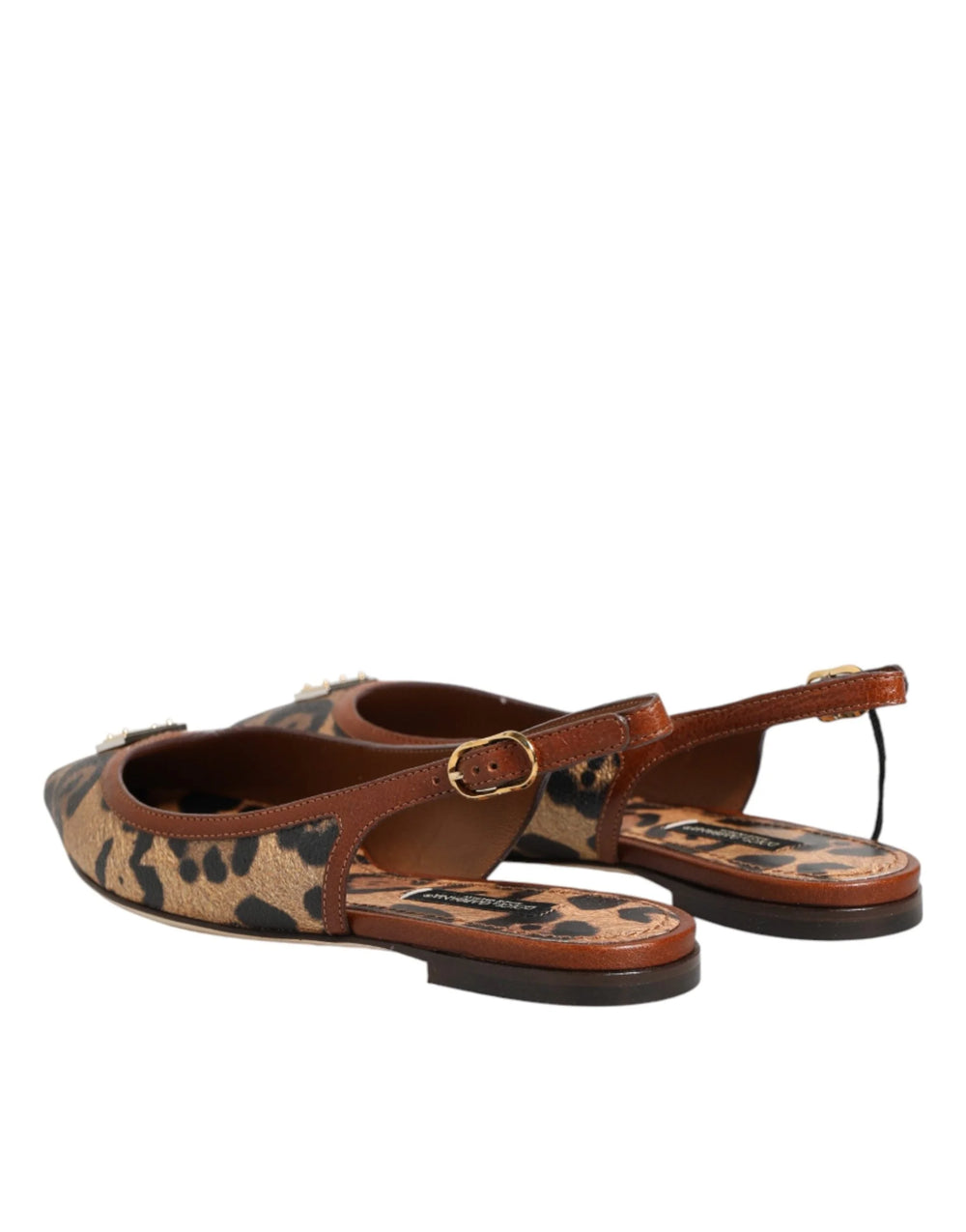 Dolce & Gabbana Brown Leopard Slingback Flats Sandals Shoes - EU35/US4.5