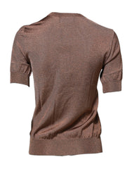 Dolce & Gabbana Brown Lily Embellished Round Neck Blouse Top - IT36|XXS - Blouses