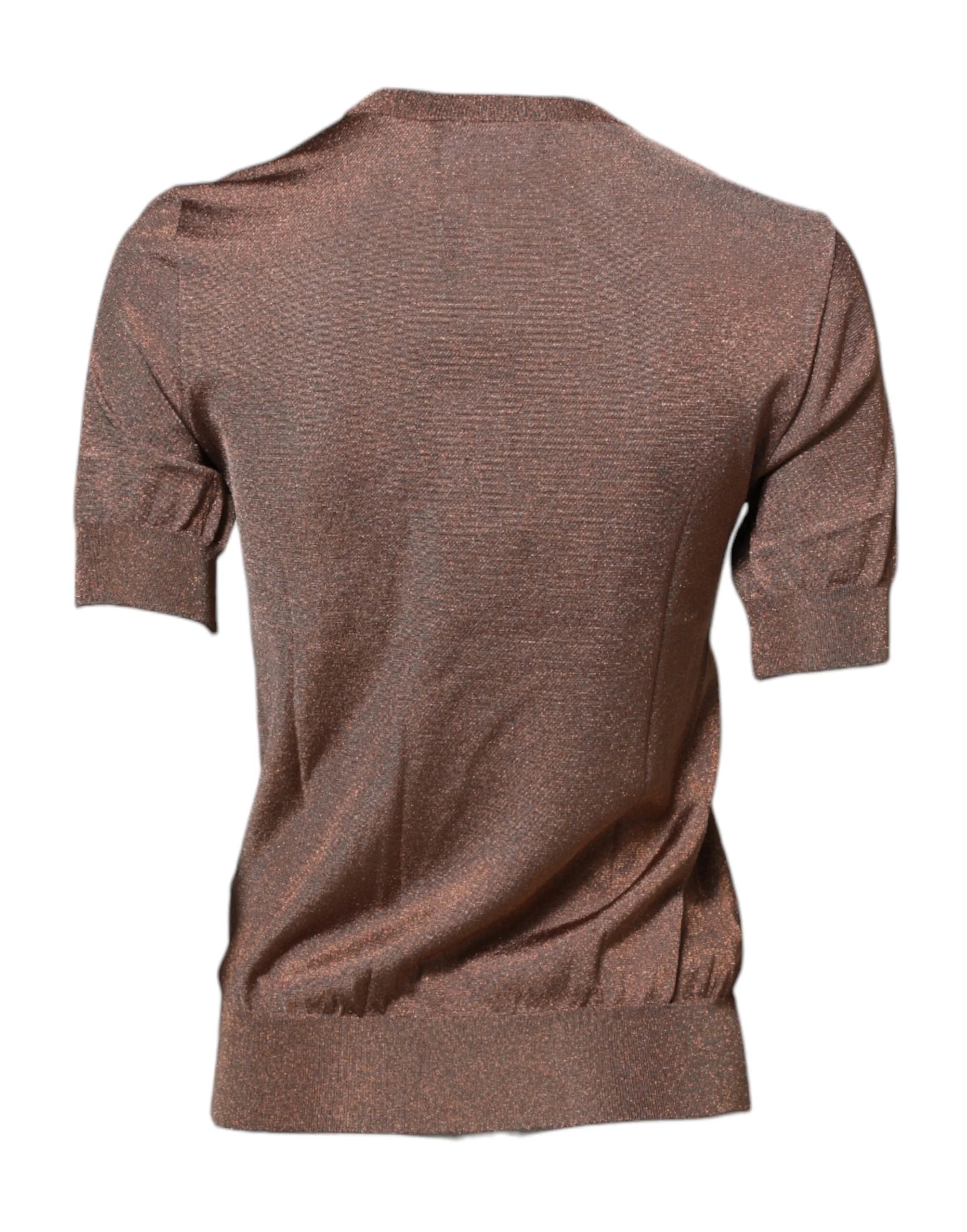 Dolce & Gabbana Brown Lily Embellished Round Neck Blouse Top - IT36|XXS